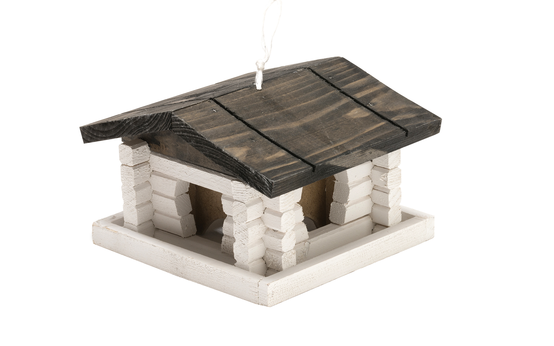 Fågelbord, Liten 20x20x13cm, Vit/Svart