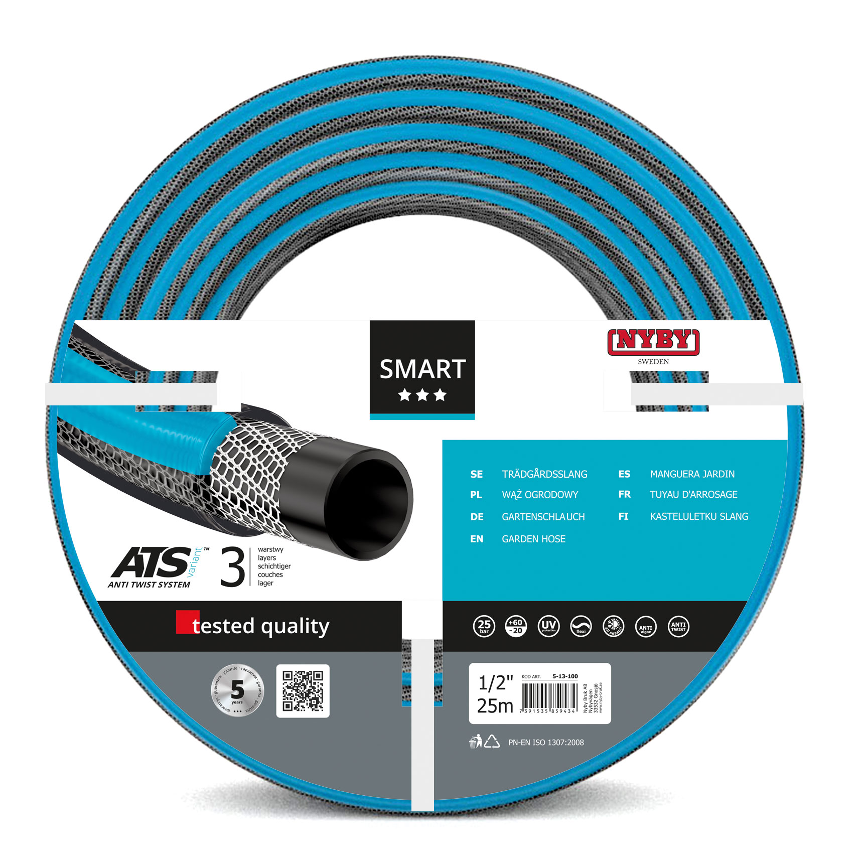 Trädgårdsslang SMART ATSV, 25 m 1/2"