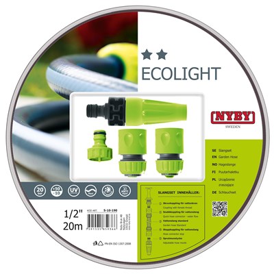 Trädgårdsslang Ecolight 20m 1/2 inkl.kopplingssats