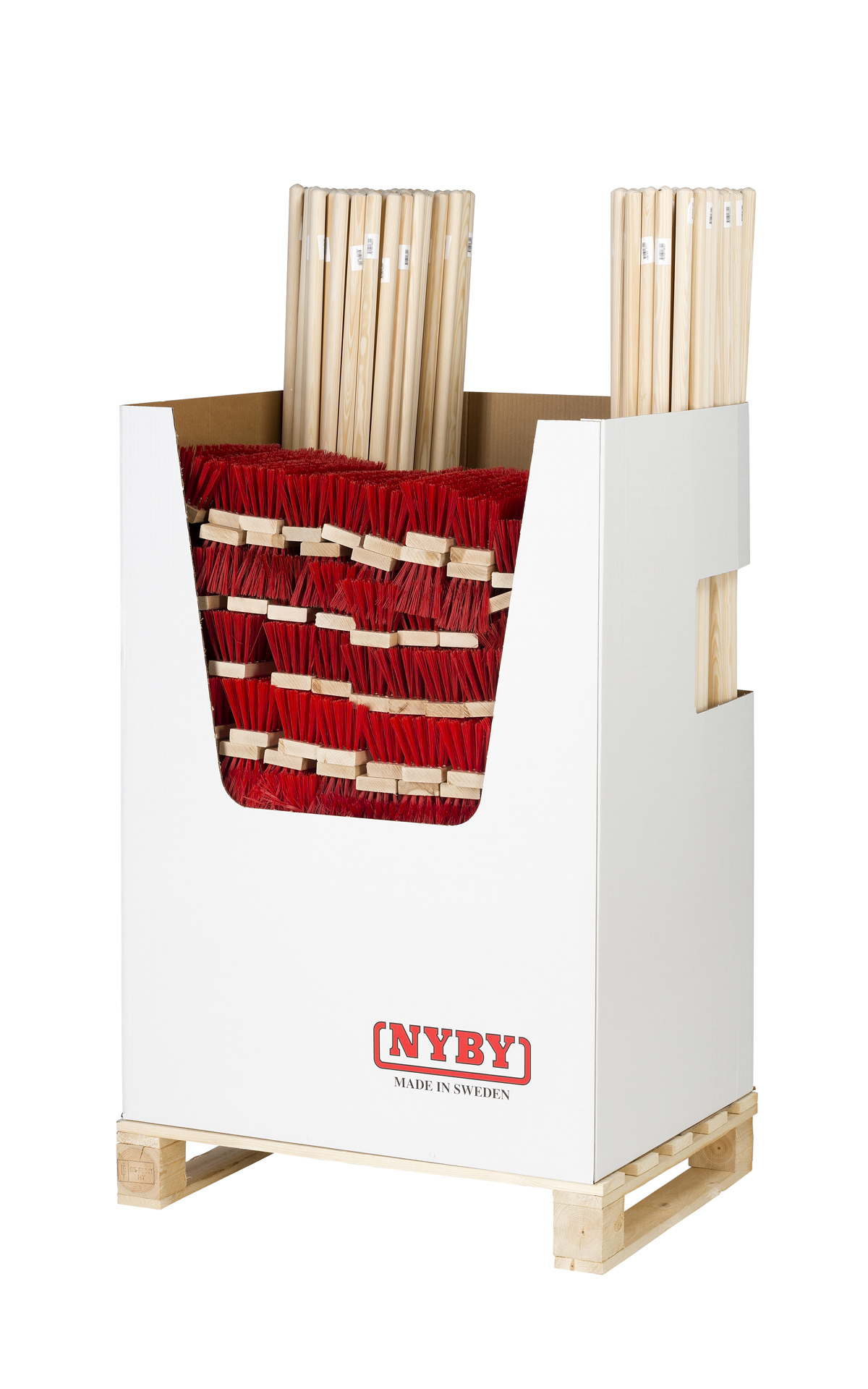 Stor Piassava 30cm inkl skaft Röd, Display