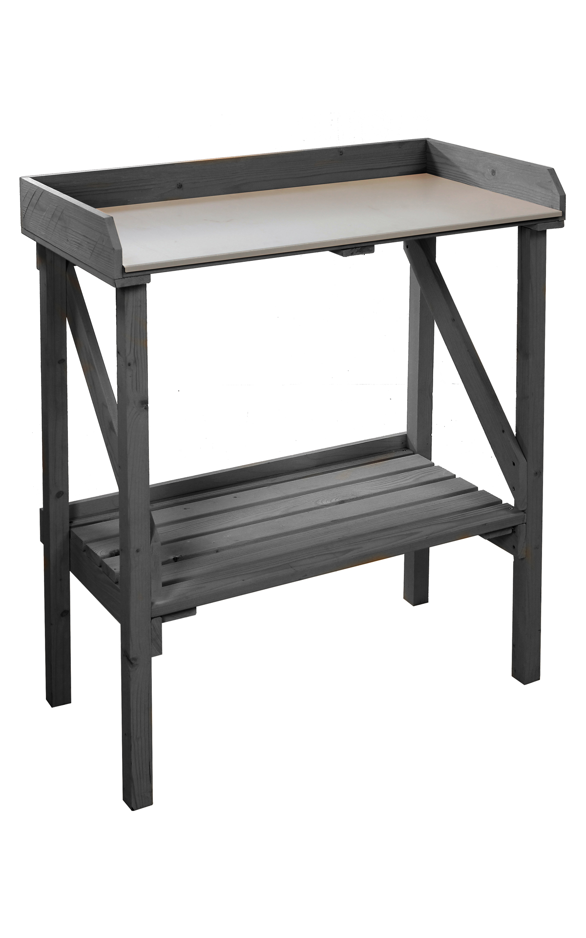 Planteringsbord med zinkbelagd bordsyta Svart