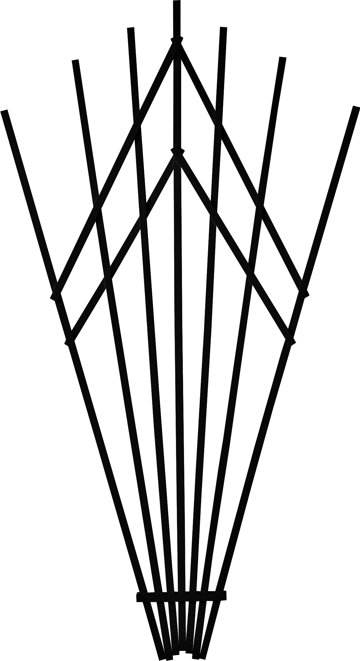 Träspalje, Solfjäder, 26-106x200cm, svart