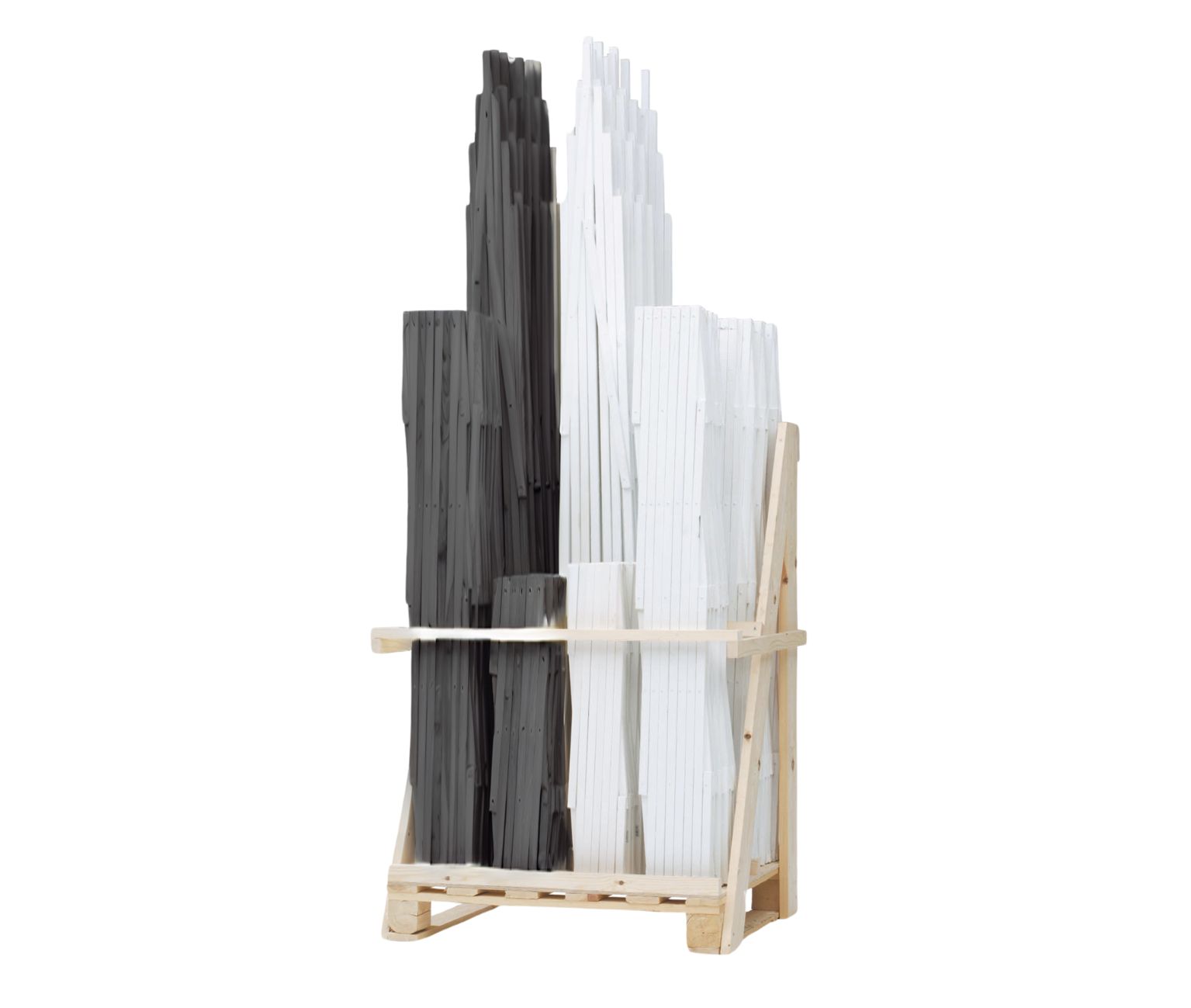 Skyltställ med träspaljé vit/svart 70 st